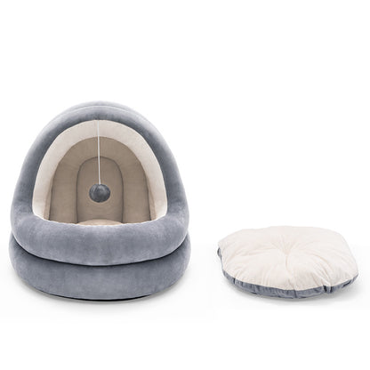 Cama Cueva para Gatos con Cojín Extraíble Antiestrés