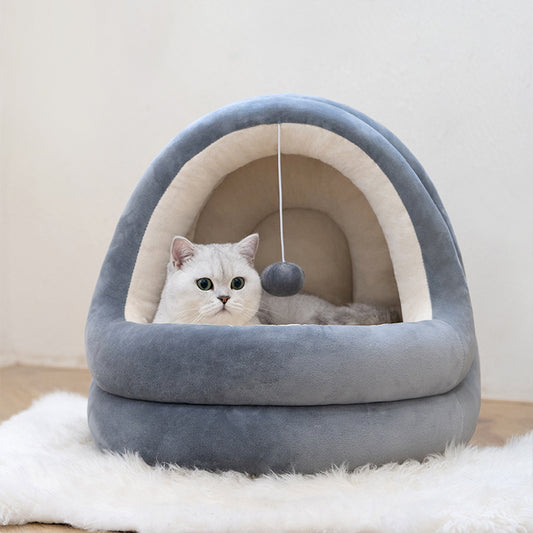 Cama Cueva para Gatos con Cojín Extraíble Antiestrés