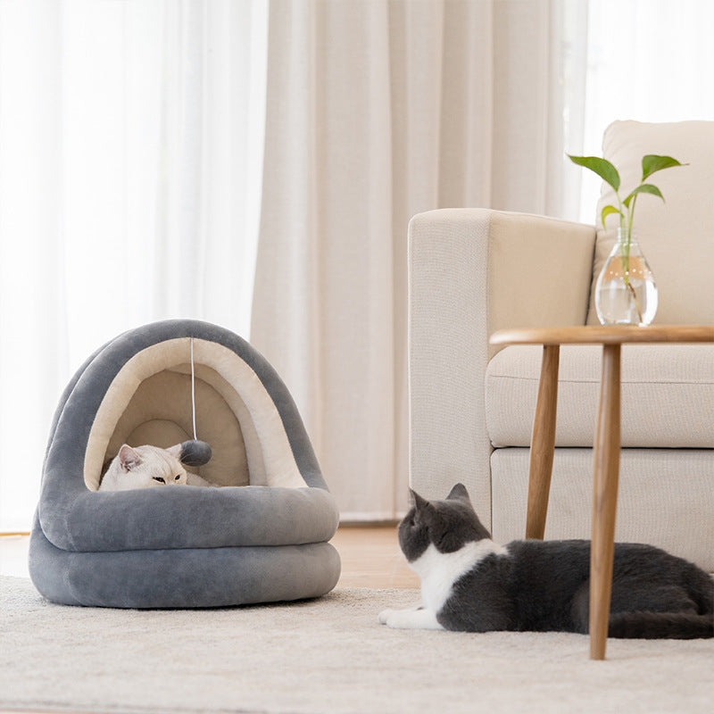 Cama Cueva para Gatos con Cojín Extraíble Antiestrés
