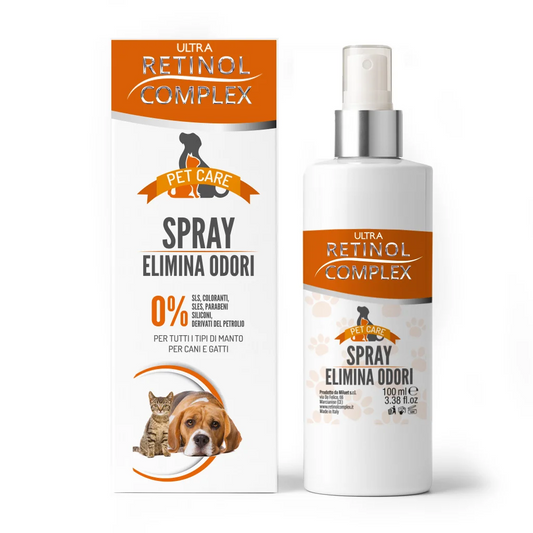 Spray Elimina Olores para Mascotas 100 ml | Retinol Complex | Perros y Gatos