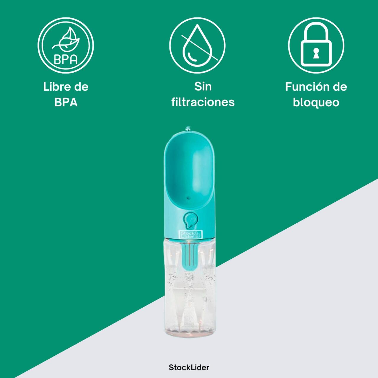 Bebedero Portátil para Mascotas 380 ml con Filtro – Botella Antifugas para Paseos y Viajes