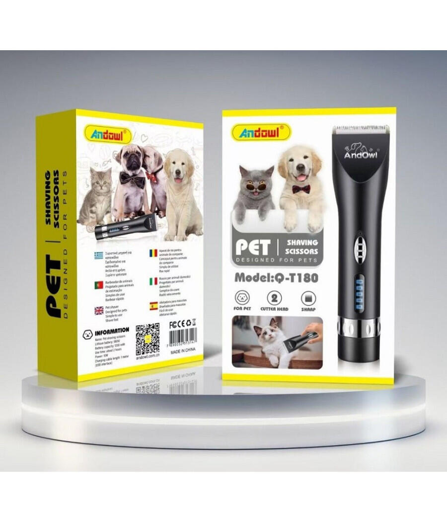Cortapelos Recargable para Mascotas Q-T180 | Kit Profesional Perros y Gatos
