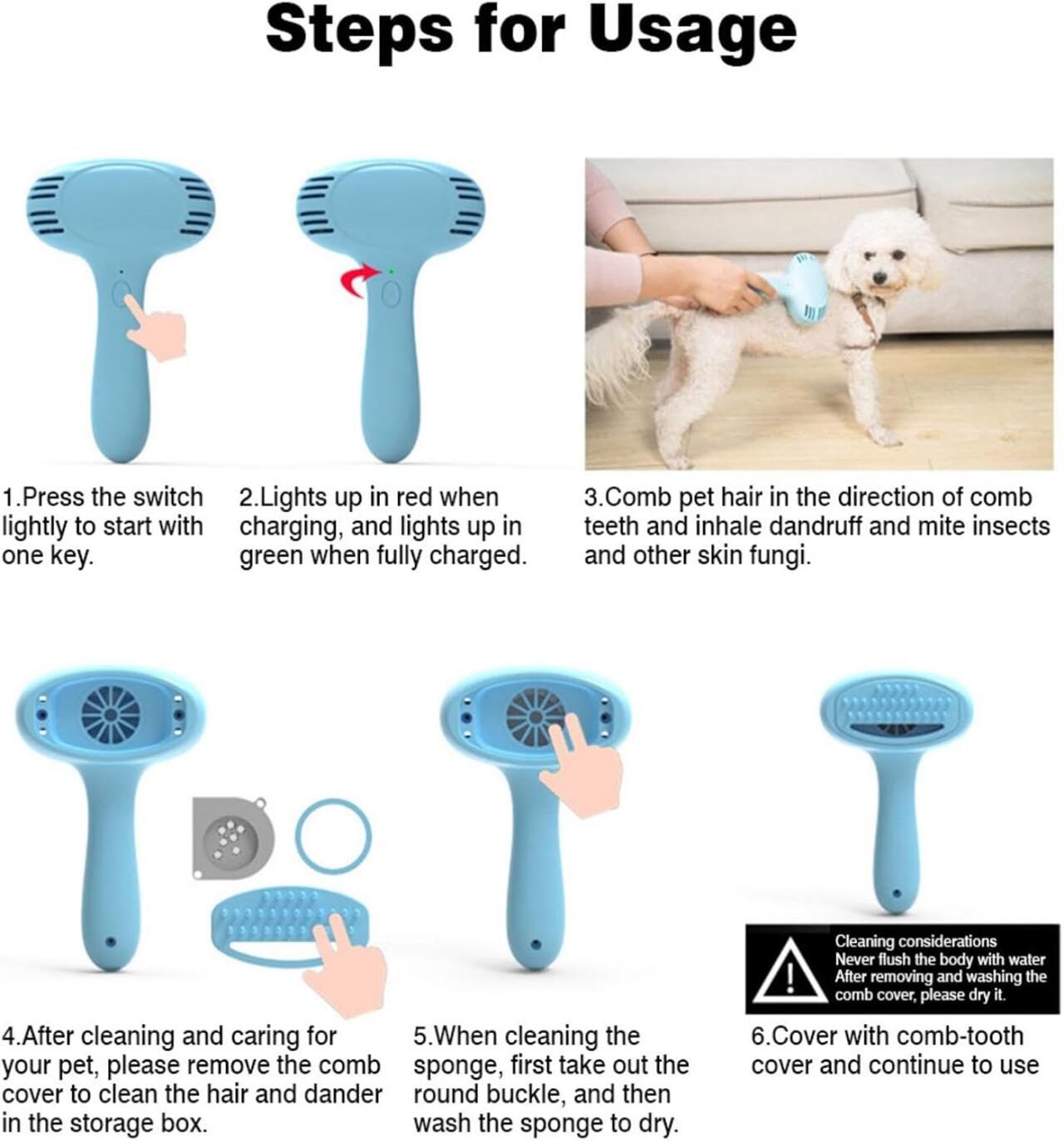 Cepillo Eléctrico Quitapelos para Mascotas | Perros y Gatos | Antinudos y Silencioso
