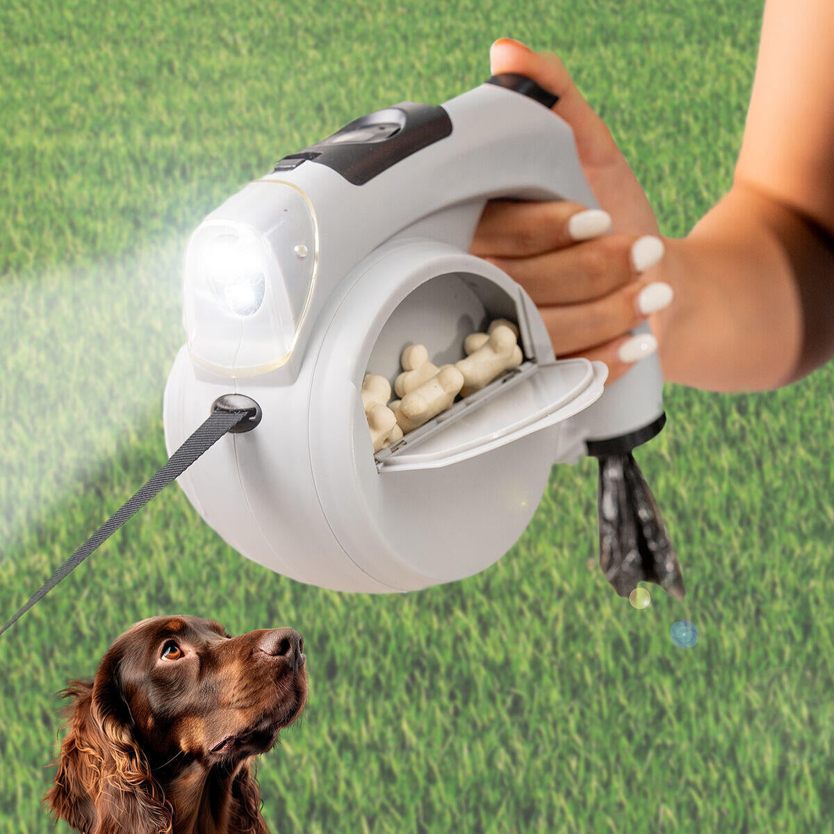 Correa Retráctil para Perros 6 en 1 Leashic InnovaGoods | Multifunción y Extensible
